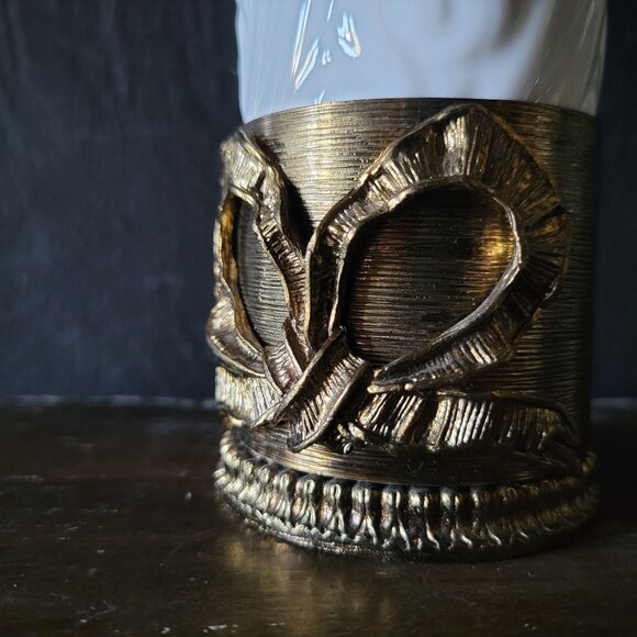 Vtg Stylebuilt Glass With Omolu Gold Tone Bow Base, Hollywood Regency - Picture 2 of 9